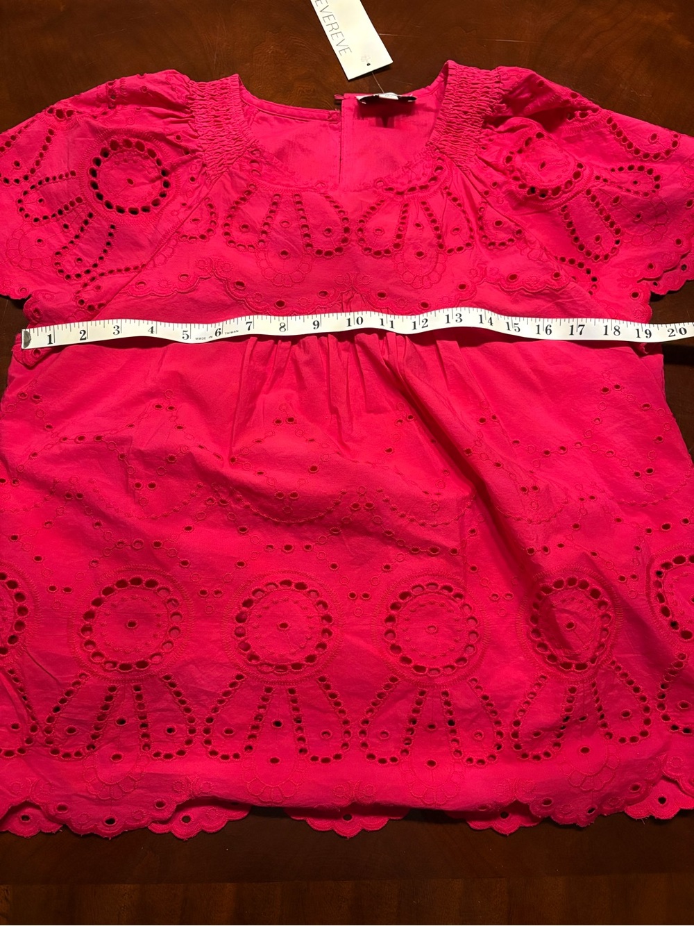 Evereve Bright Pink Eyelet Short Sleeve Blouse - Picture 6 of 6